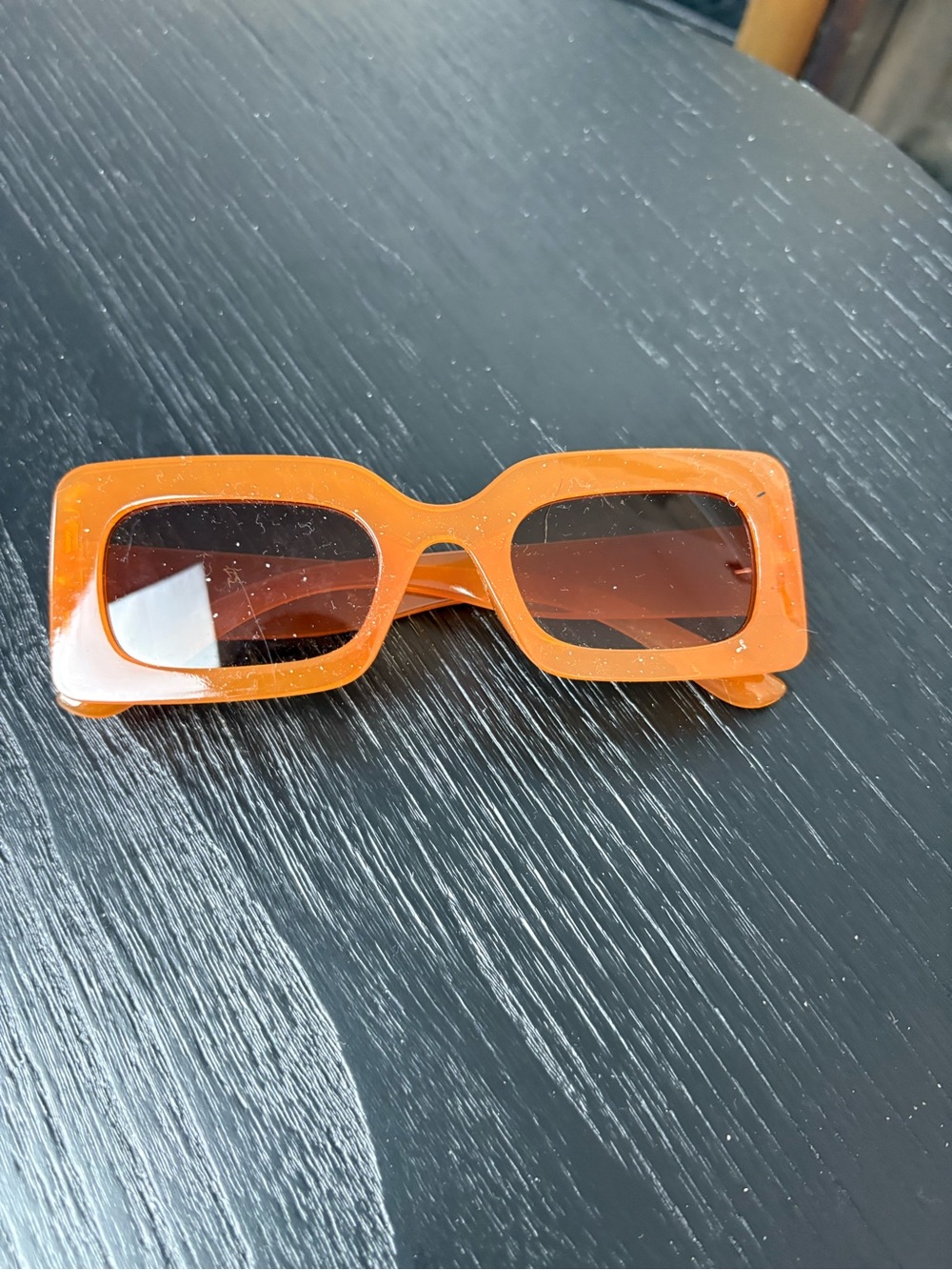 Women’s Orange Rectangular Sunglasses - Picture 2 of 2